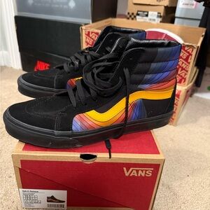 Vans Men's Black and Multicolored High-Top Sneakers